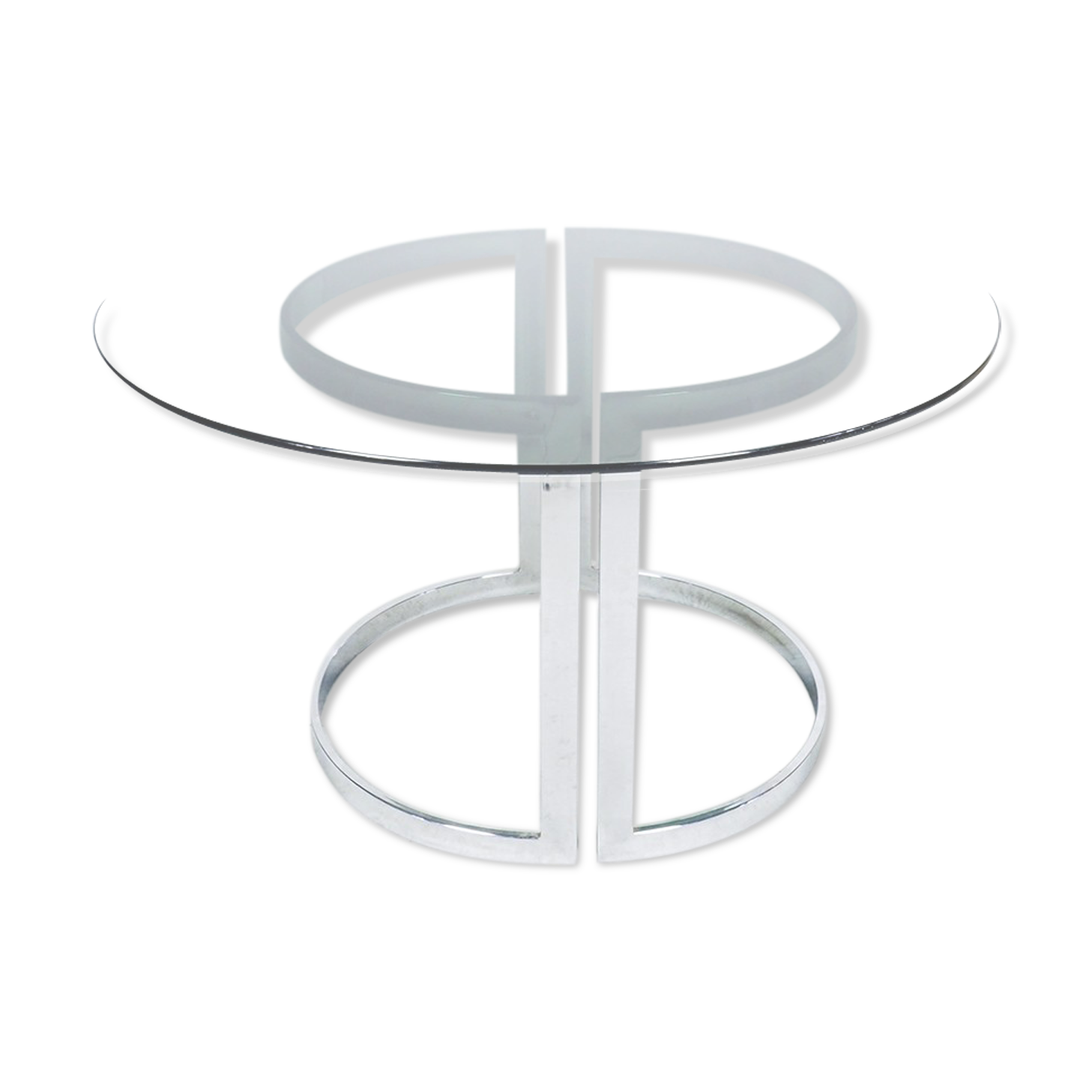 Milo Baughman chrome and smoked glass dinner table, 1970's
