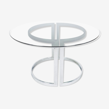 Milo Baughman chrome and smoked glass dinner table, 1970's