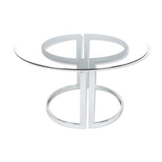 Milo Baughman chrome and smoked glass dinner table, 1970's
