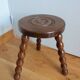 Turned wood tripod stool