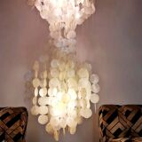 Vintage Capiz shell chandelier pendant lamp