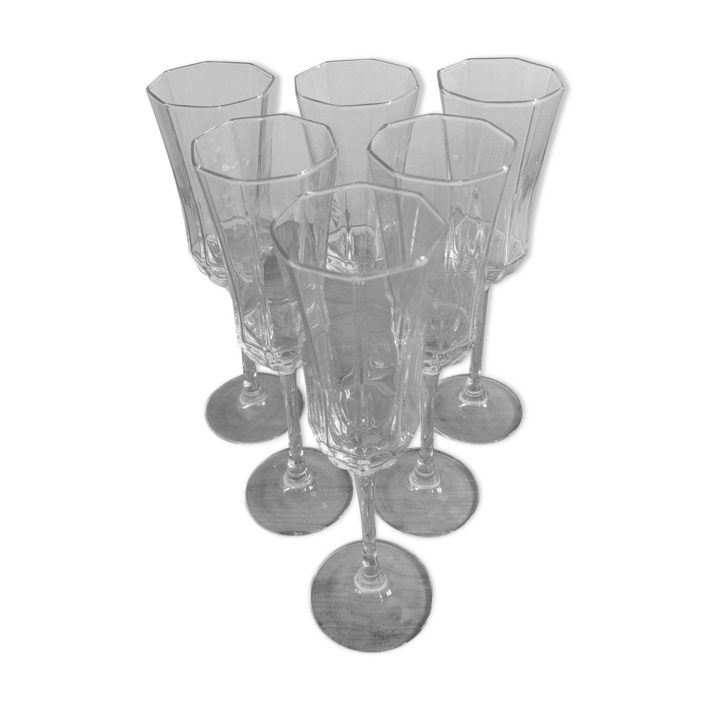Service of 6 vintage luminarc champagne flutes