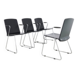 4x Chaises de salle à manger en contreplaqué et chrome, années 1990