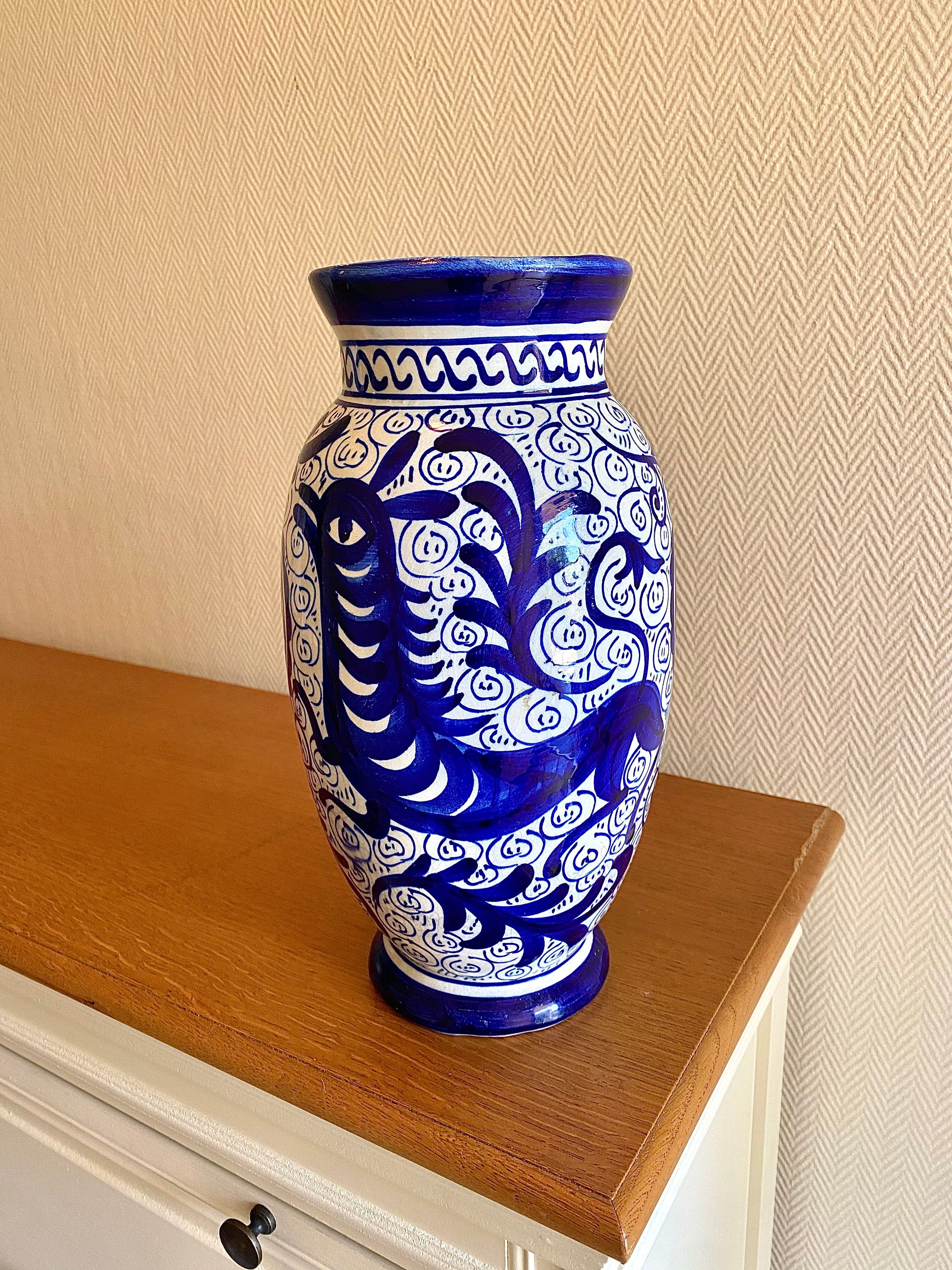 Ancient hand-painted Turkish ceramic vase