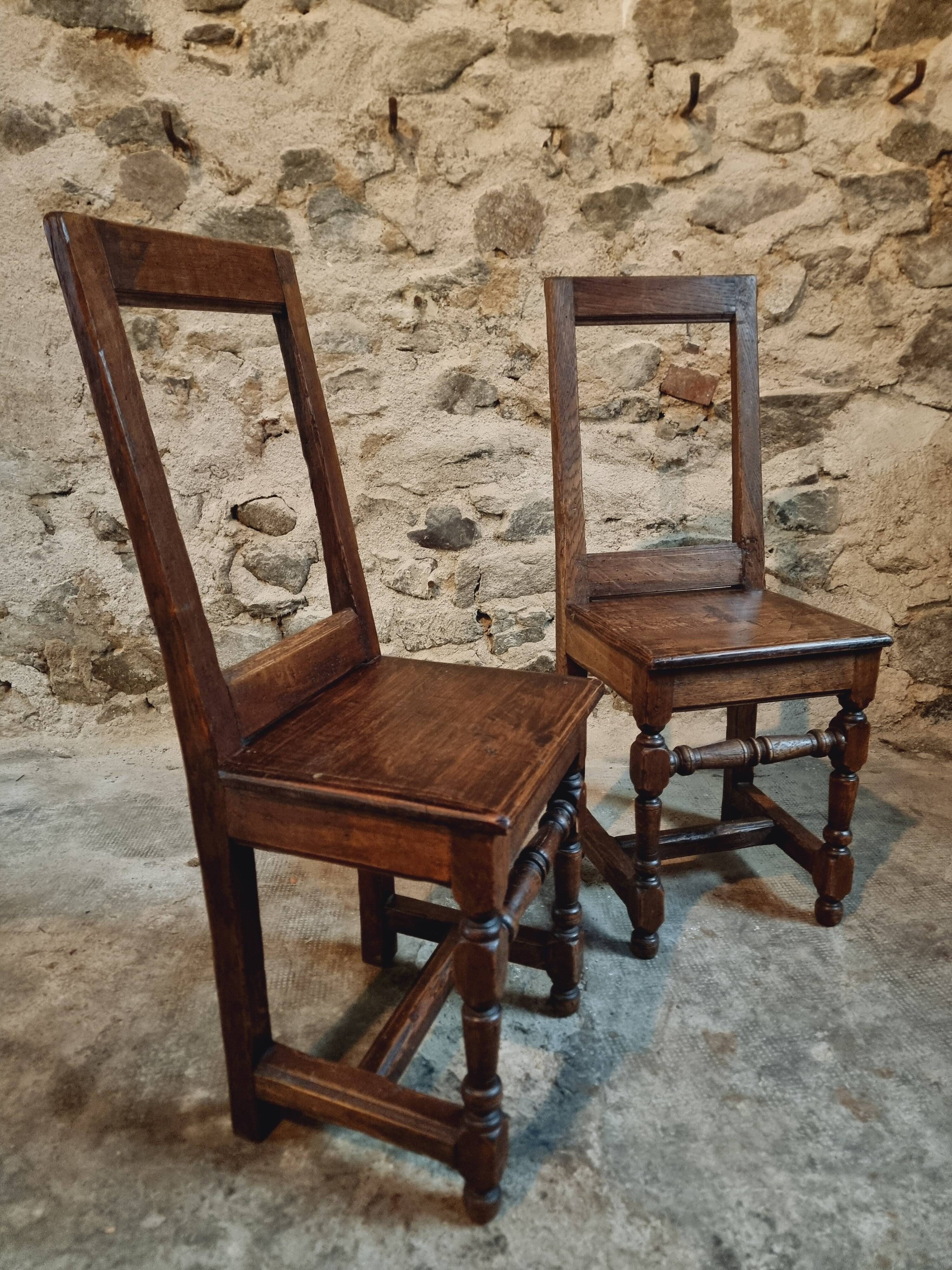 Set of 2 Antique Oak Chairs – 19th Century, Auvergne