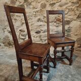 Set of 2 Antique Oak Chairs – 19th Century, Auvergne