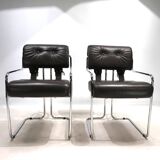 Mariani Tucroma set of two leather dining chairs by Guido Faleschini, 1970