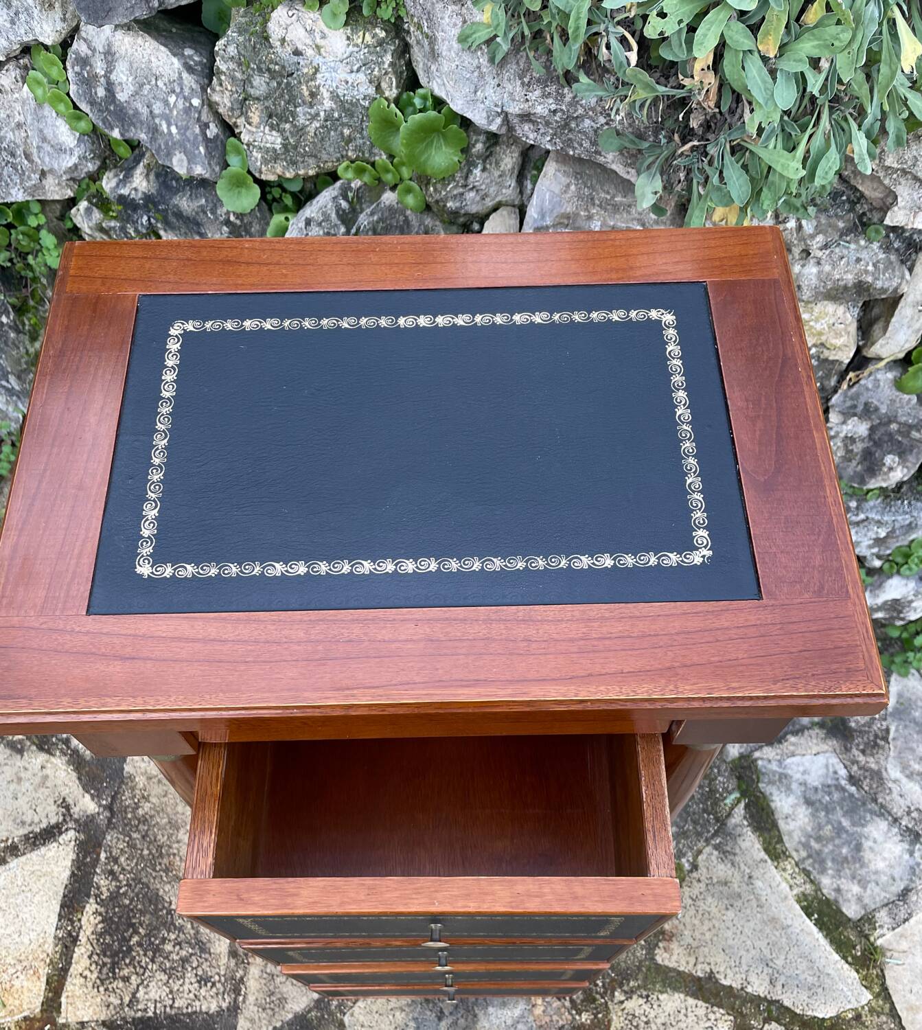 Small empire style solid mahogany writing chest of drawers