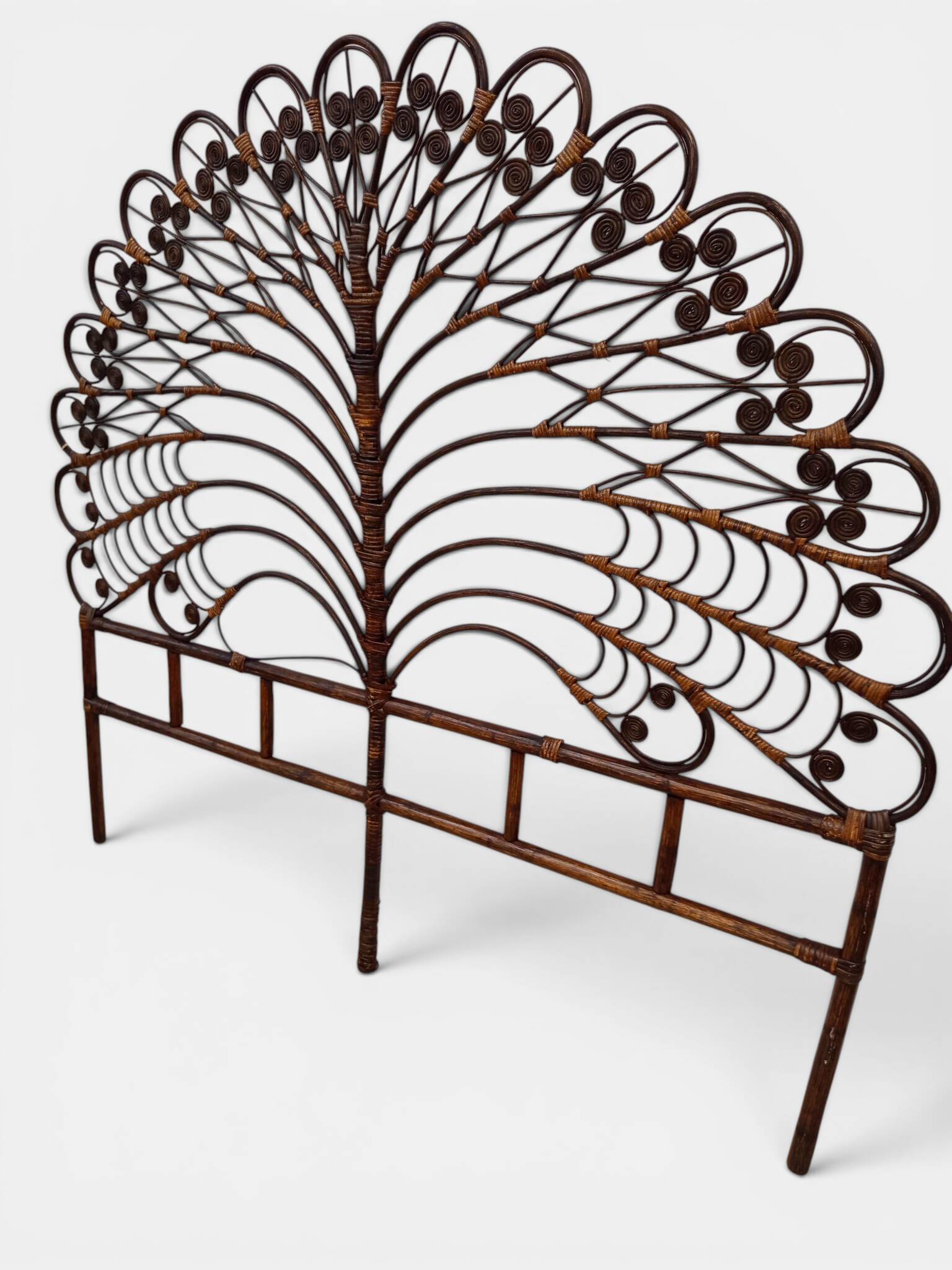 Large "Peacock" rattan headboard – Peacock model – France, 1970s