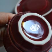 Set of 6 Apilco cups ** Rare colour Bordeaux or Burgundy **