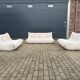 Ligne Roset Togo 3-seater and 2 x 2-seaters in beige corduroy.