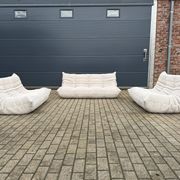 Ligne Roset Togo 3-seater and 2 x 2-seaters in beige corduroy.