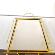Plateau miroir acier doré design années 50-60