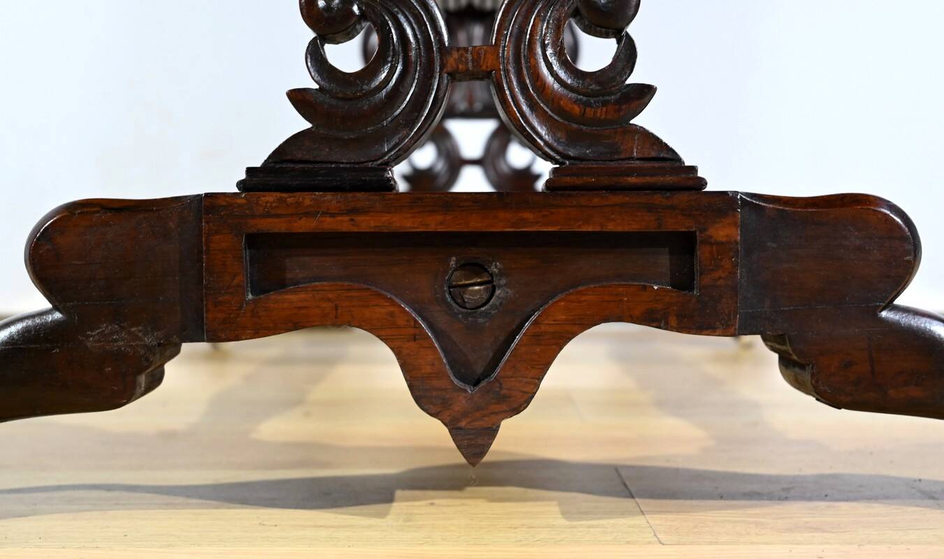 Desk Table with Shutters in Solid Rosewood, Restoration Period – Early 19th Century