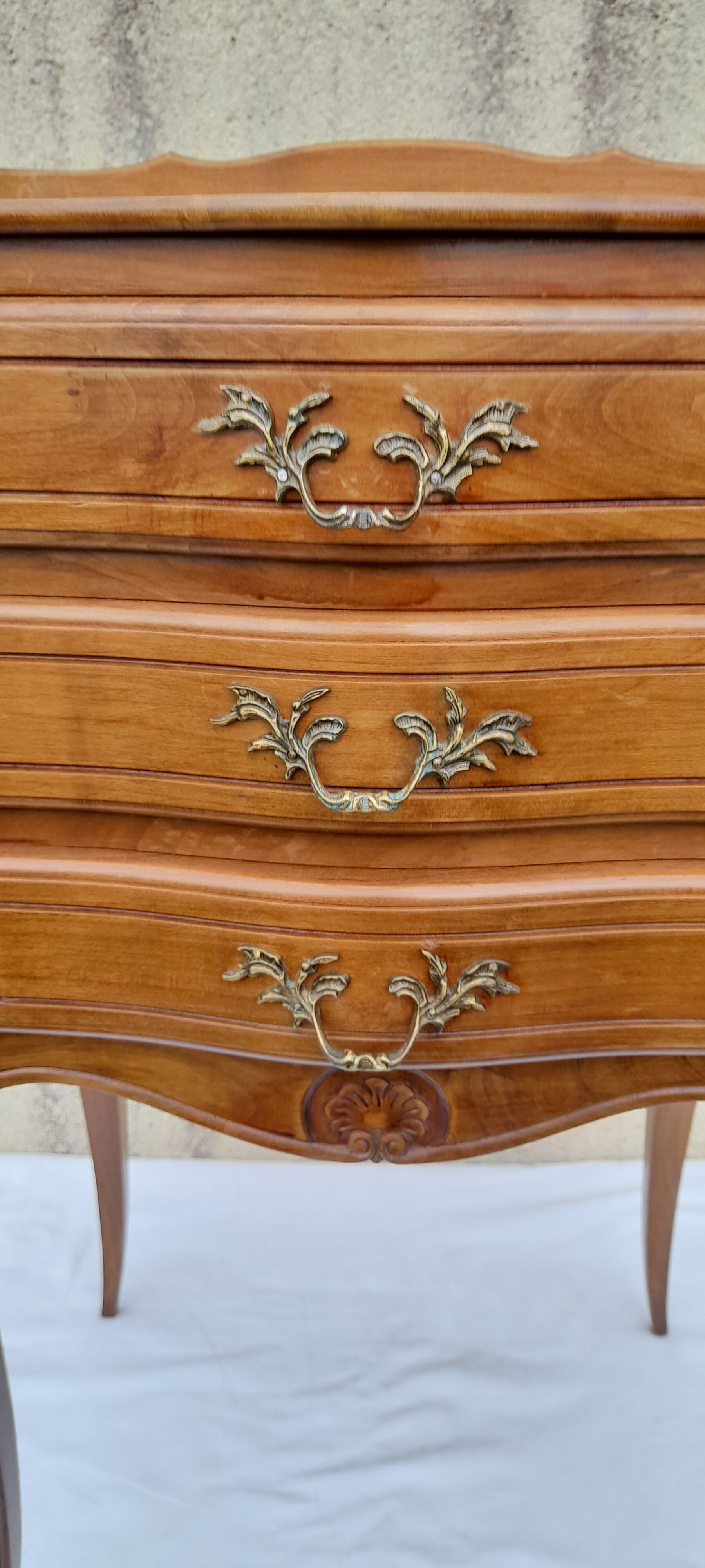 Bedside table 3 drawers Louis XV style