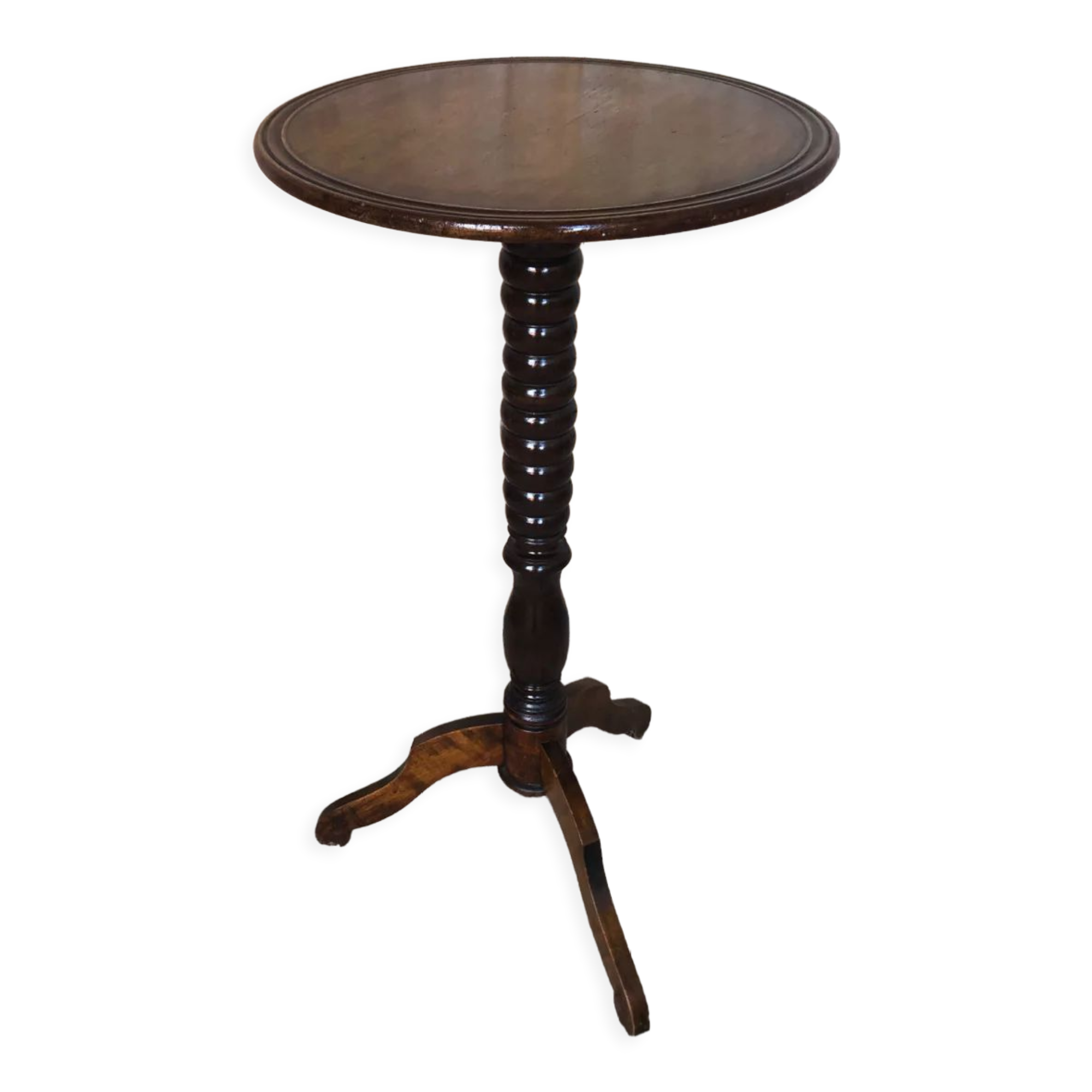Sellette table appoint tripode bois tourné vintage
