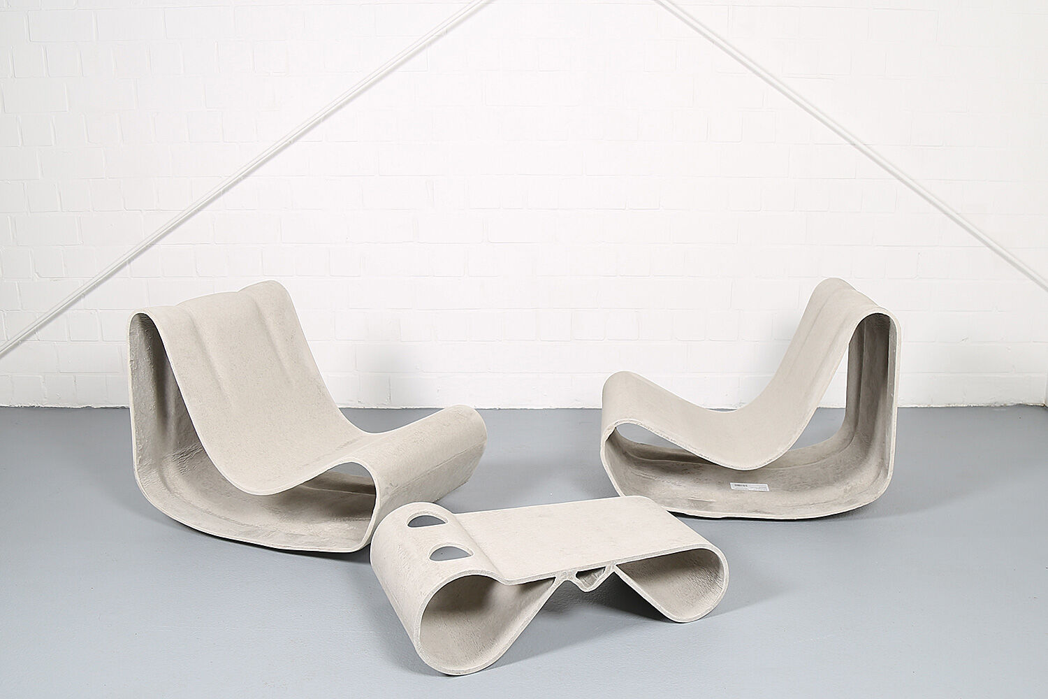 Swisspearl/Eternit Willy Guhl set of 2 Loop Chairs and 1 Loop Table