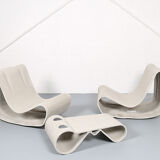 Swisspearl/Eternit Willy Guhl set of 2 Loop Chairs and 1 Loop Table