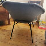 Designer shell armchair Claude vassal 1950