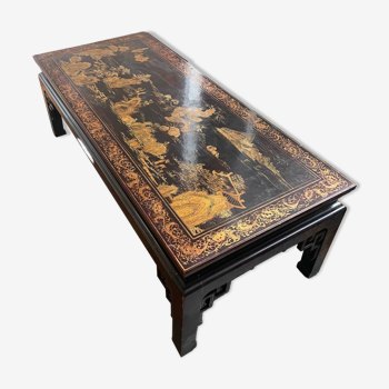 Asian black and gold lacquered coffee table