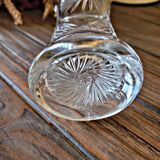 Small vintage transparent chiseled glass vase