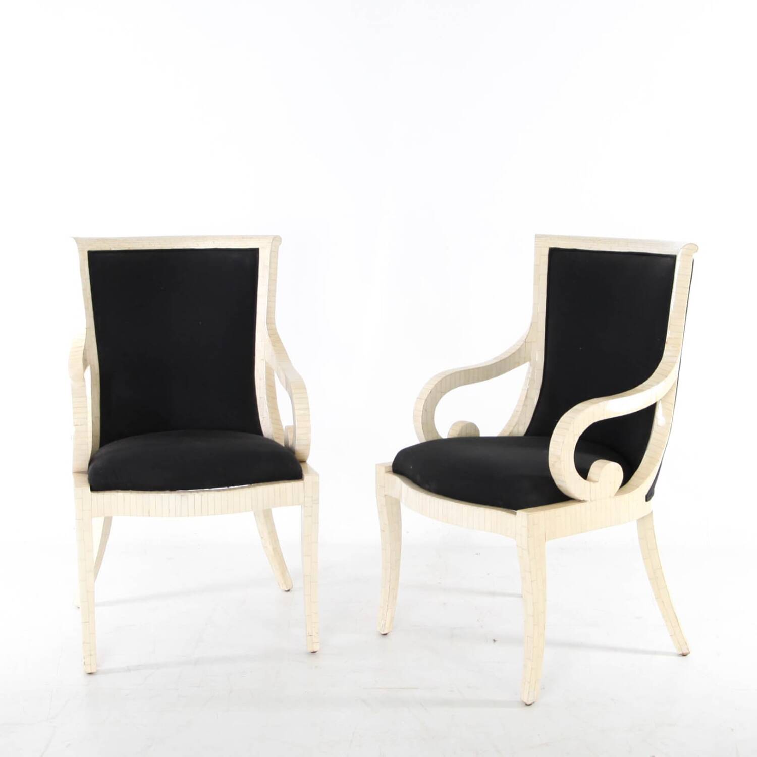 Pair of bone marquetry armchairs