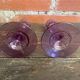 Pair of Antique CRISTAL D’ARQUES Candle Holders Moulded Purple Glass Vintage