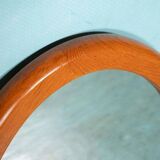 XL oval mirror vintage Danish design in teak by Christensen Silkeborg