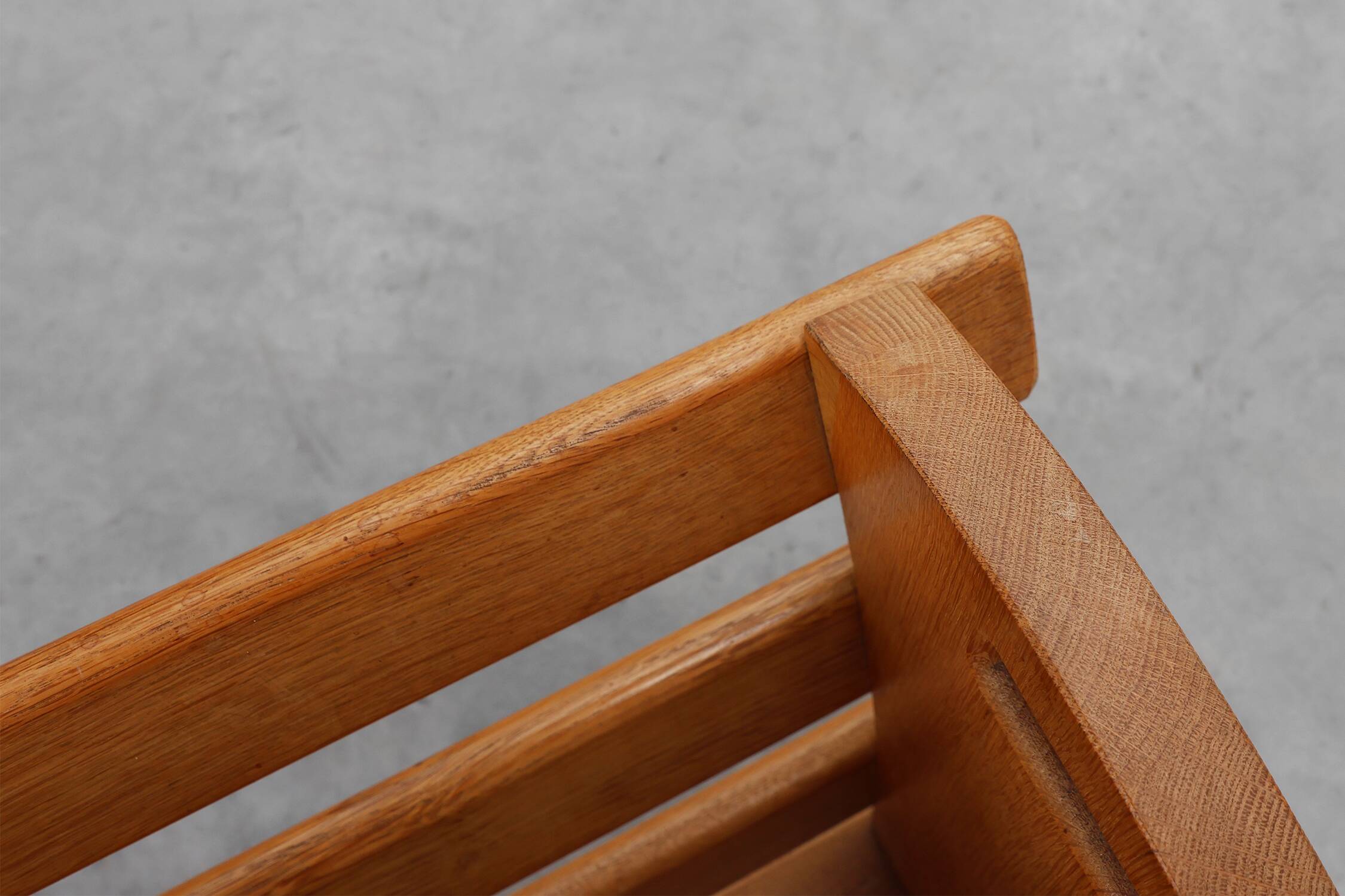 Mid-century Magazine Rack in full oak, France 1960s