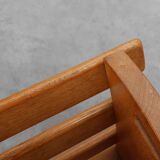 Mid-century Magazine Rack in full oak, France 1960s