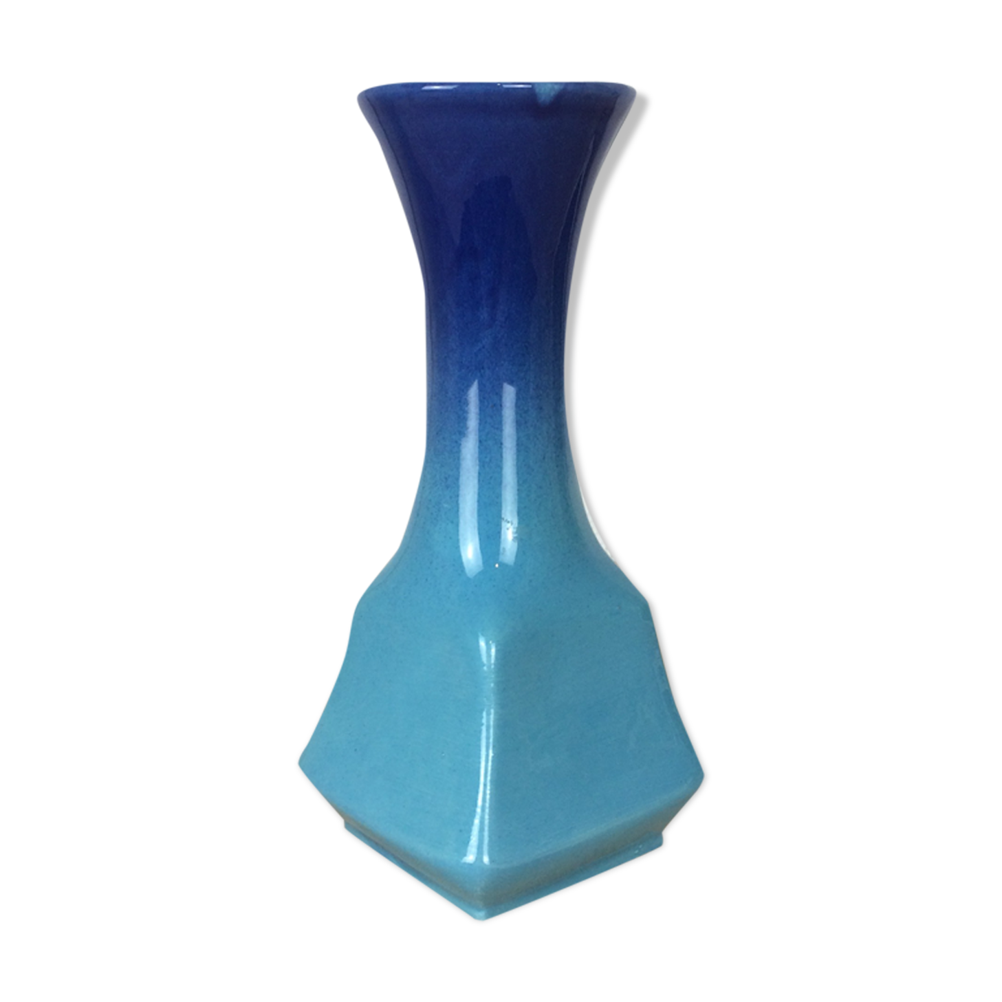 Roberto Rigon vase in blue ceramic