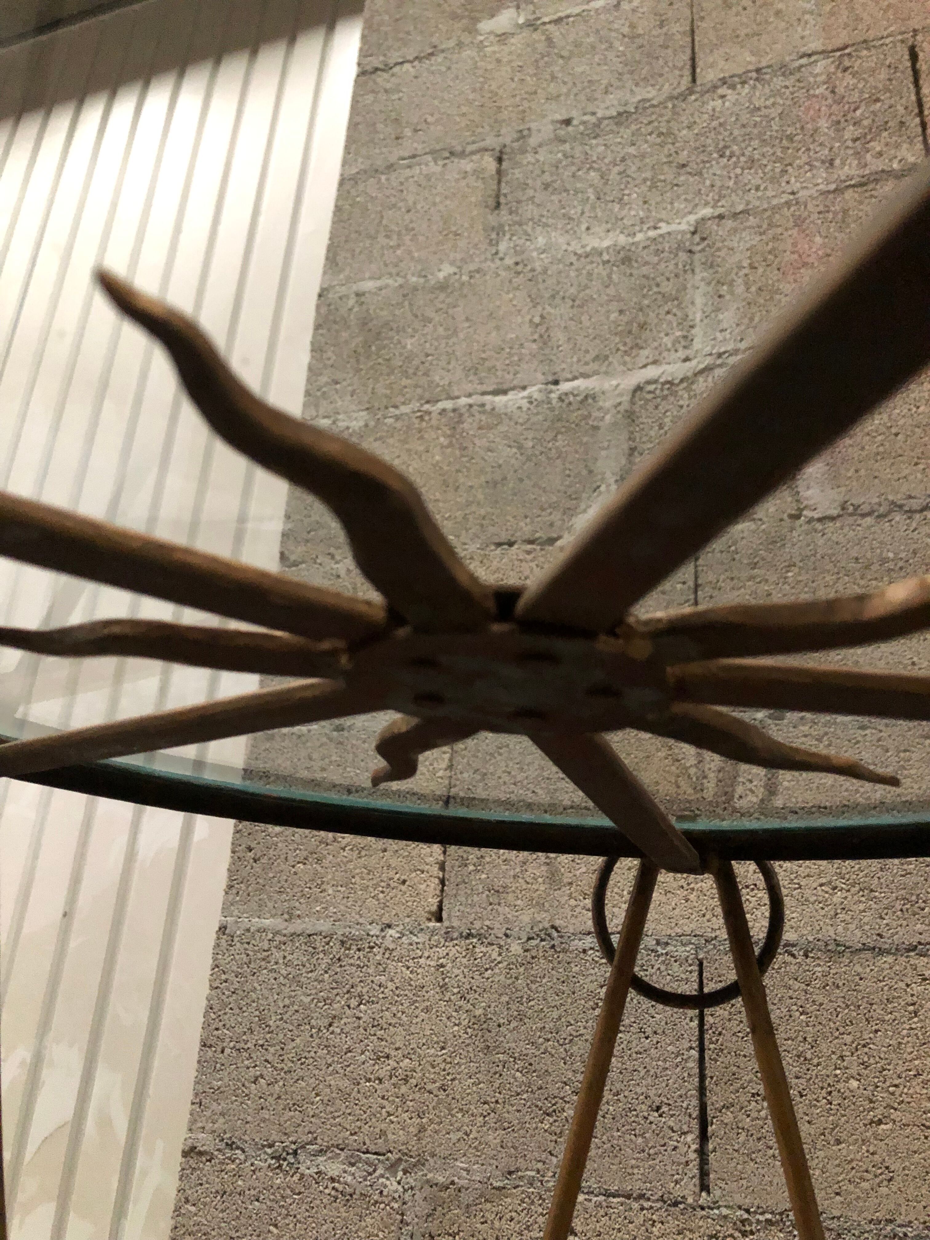 Art deco pedestal table wrought iron