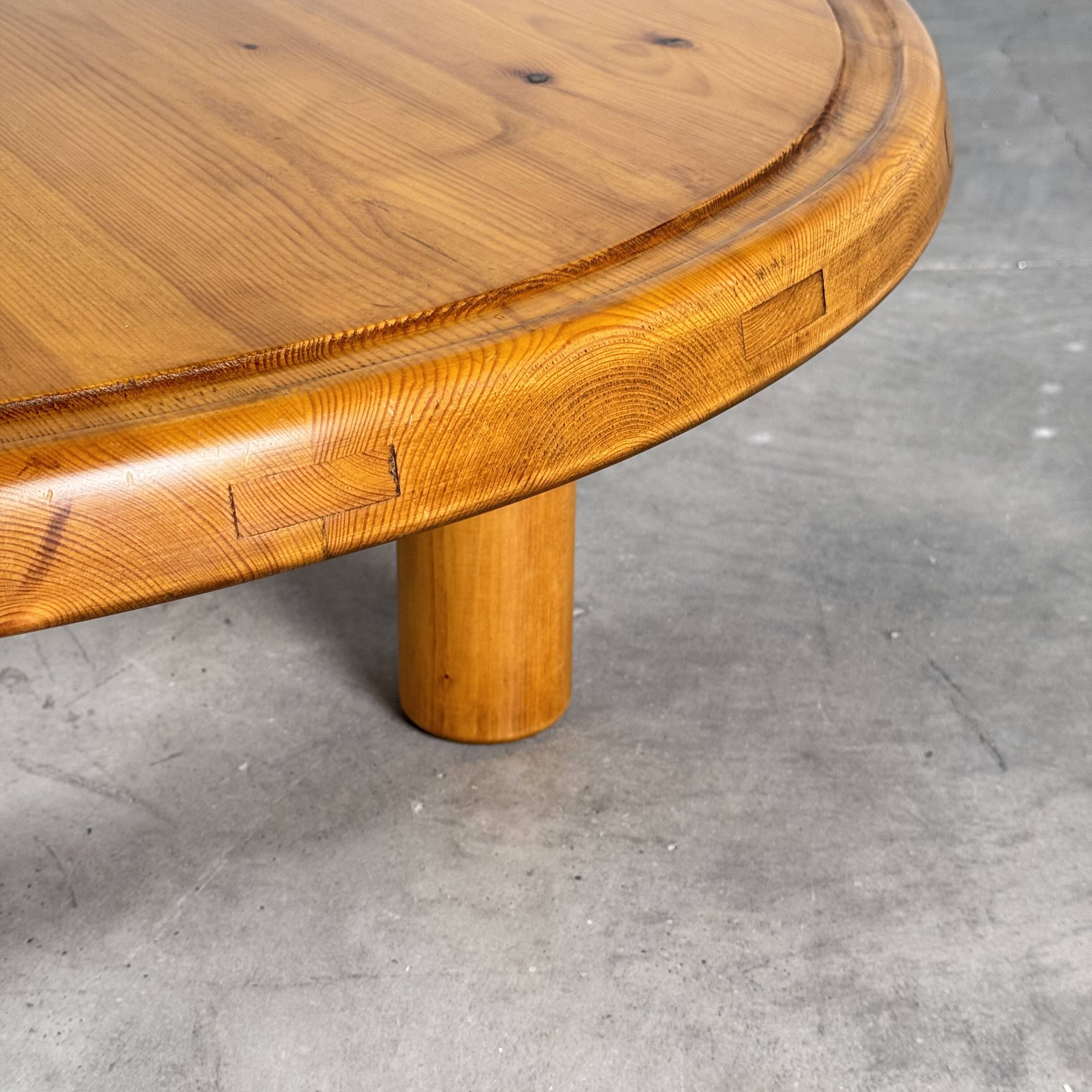Round Pine Coffee Table, Charlotte Perriand for Les Arcs, France, 1960s