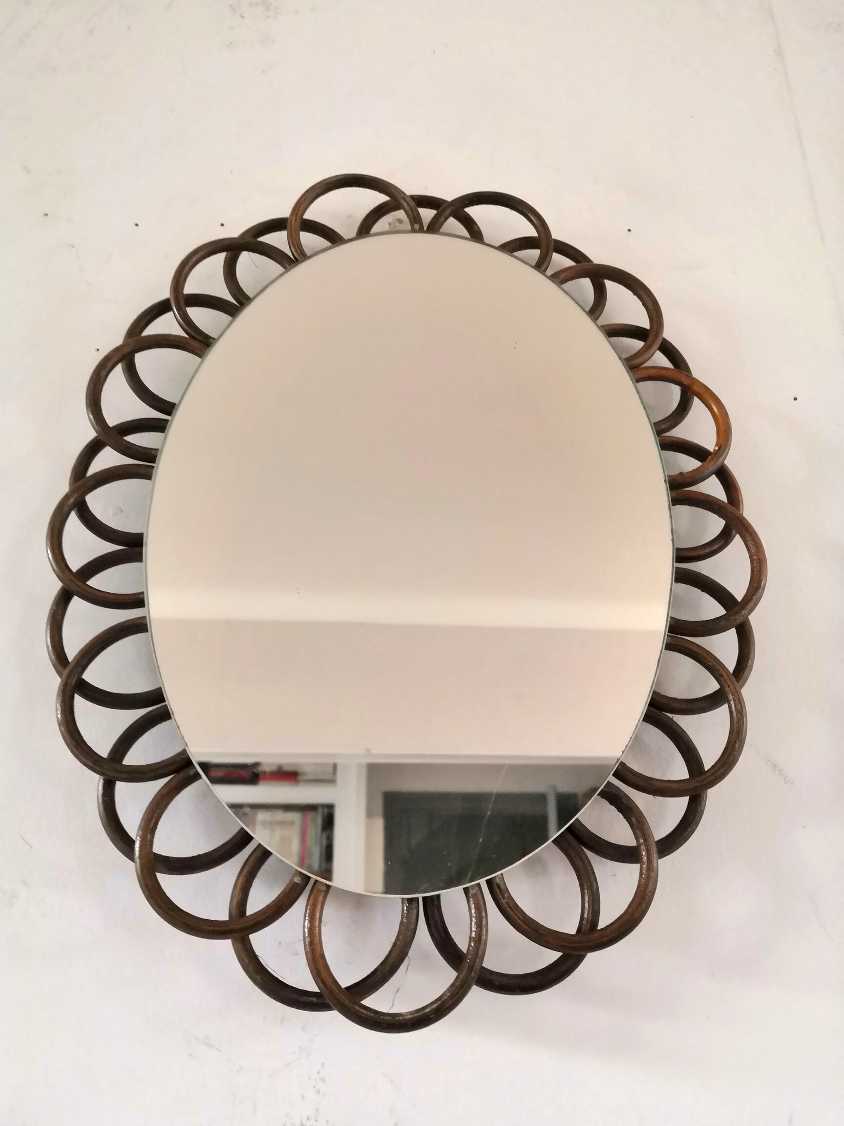 Vintage rattan mirror 60s