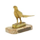 Art Deco Statue Pheasant Sculpture Gilded Bronze Marble 1920s
