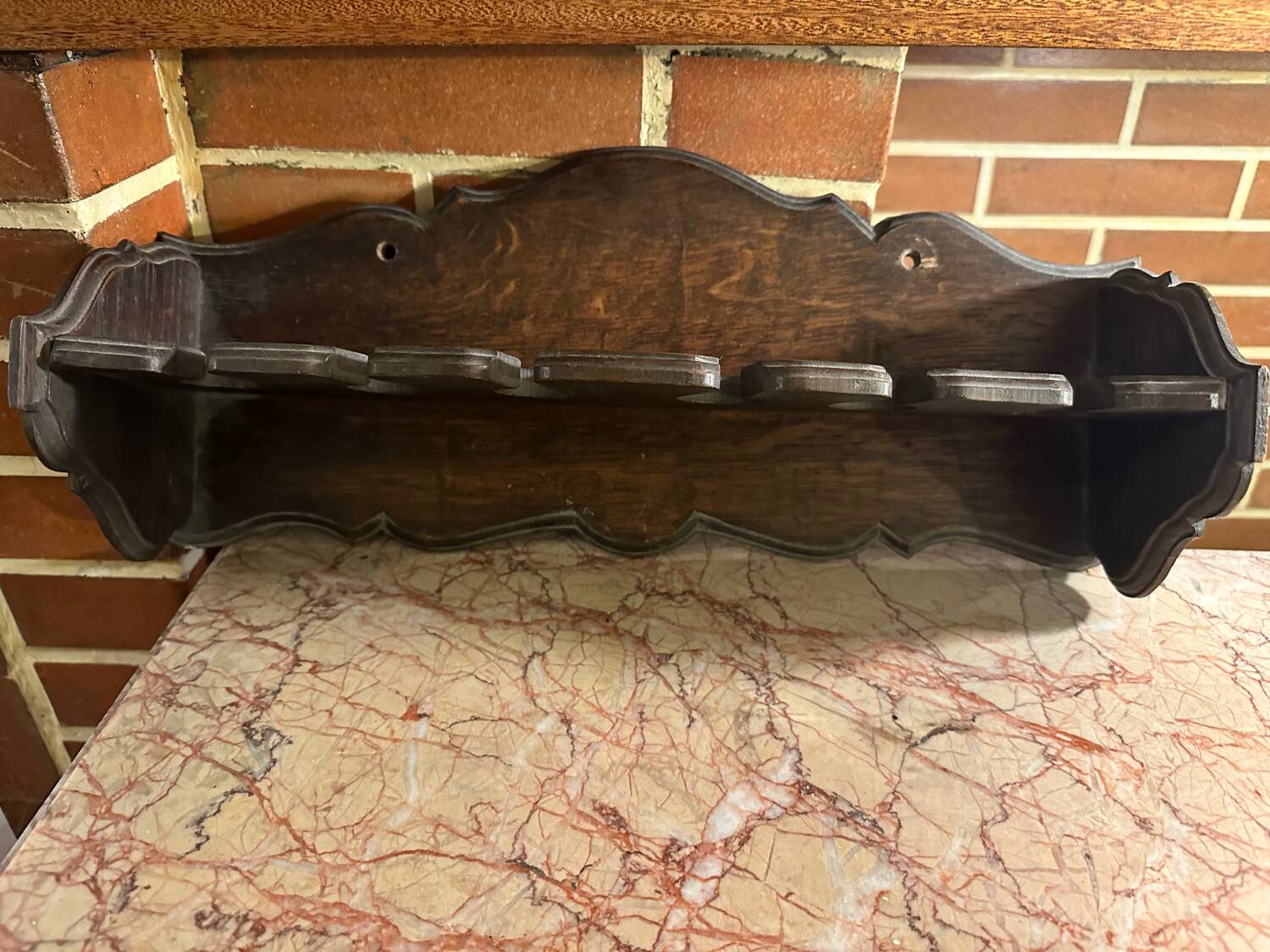 Antique large kitchen utensil shelf - dark wood - origin alsace early 19th century