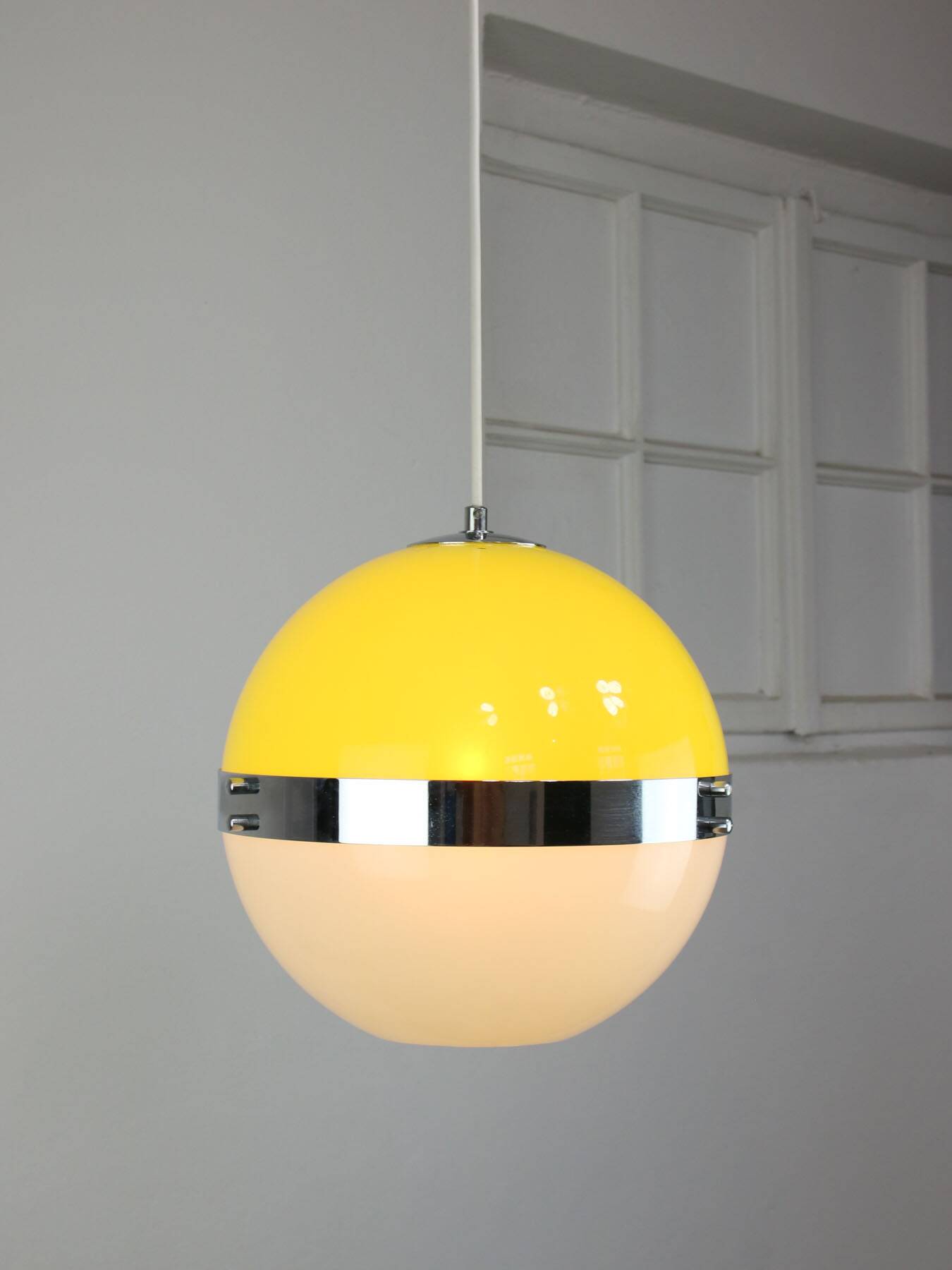 Space Age Italian Yellow Pendant Lamp, 1970s