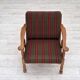 Fauteuil danois des années 1970, revêtement en laine verte, bois de chêne massif.