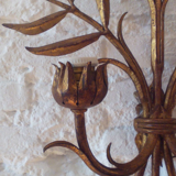 Floral applique in 1950s gold metal