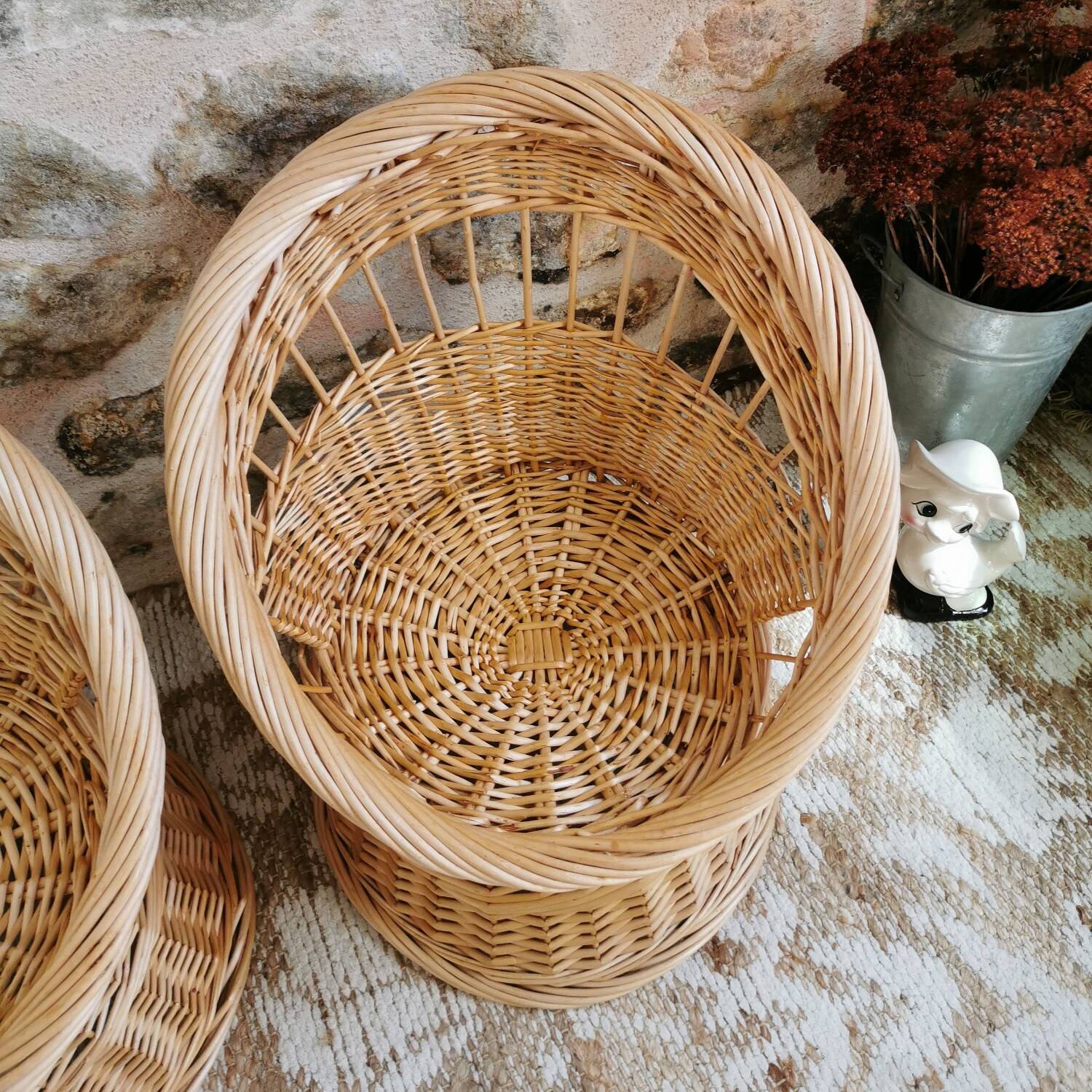 Pair of Vintage Wicker Armchairs for Children
