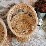 Pair of Vintage Wicker Armchairs for Children