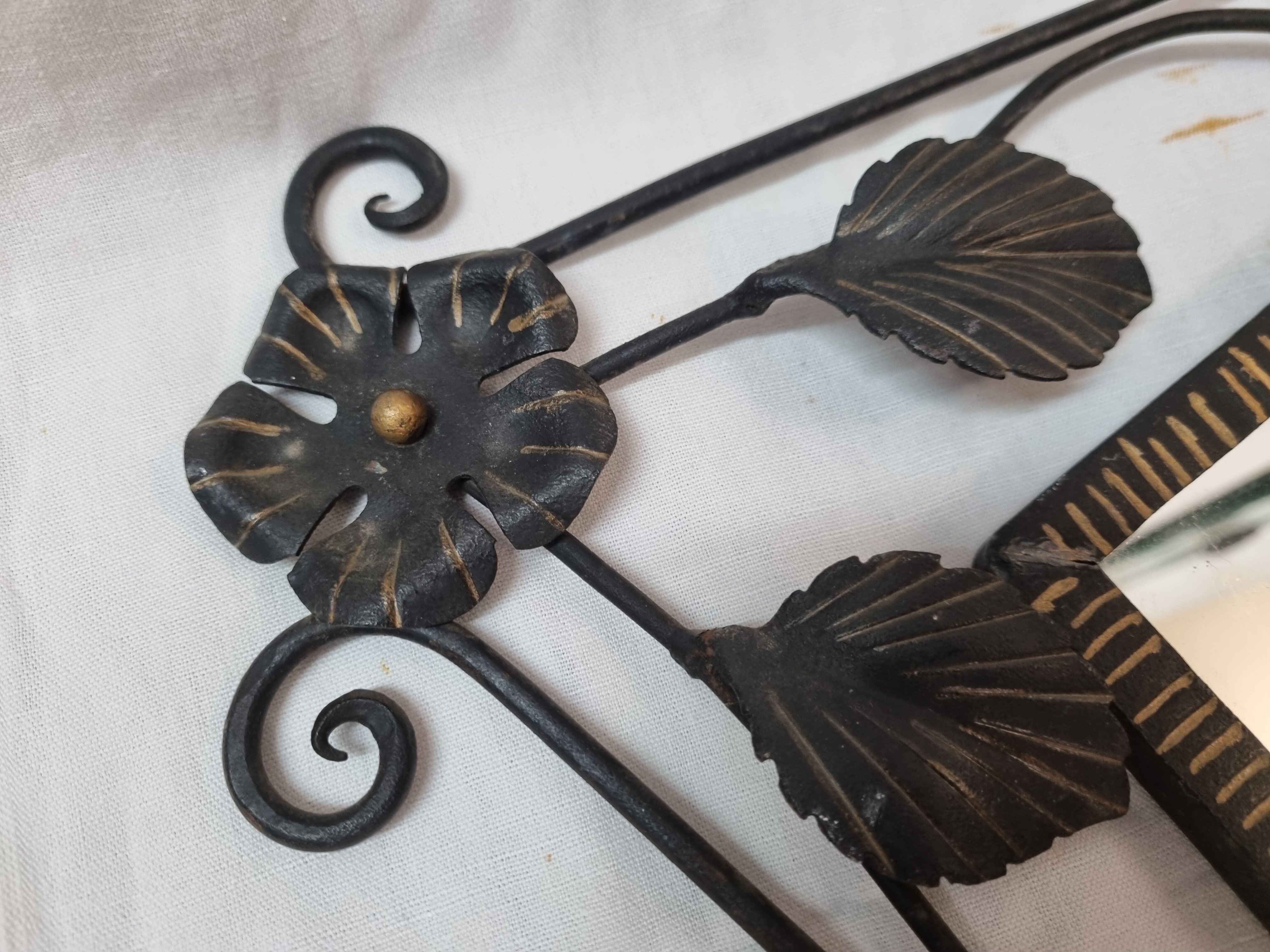 Art Nouveau black iron mirror