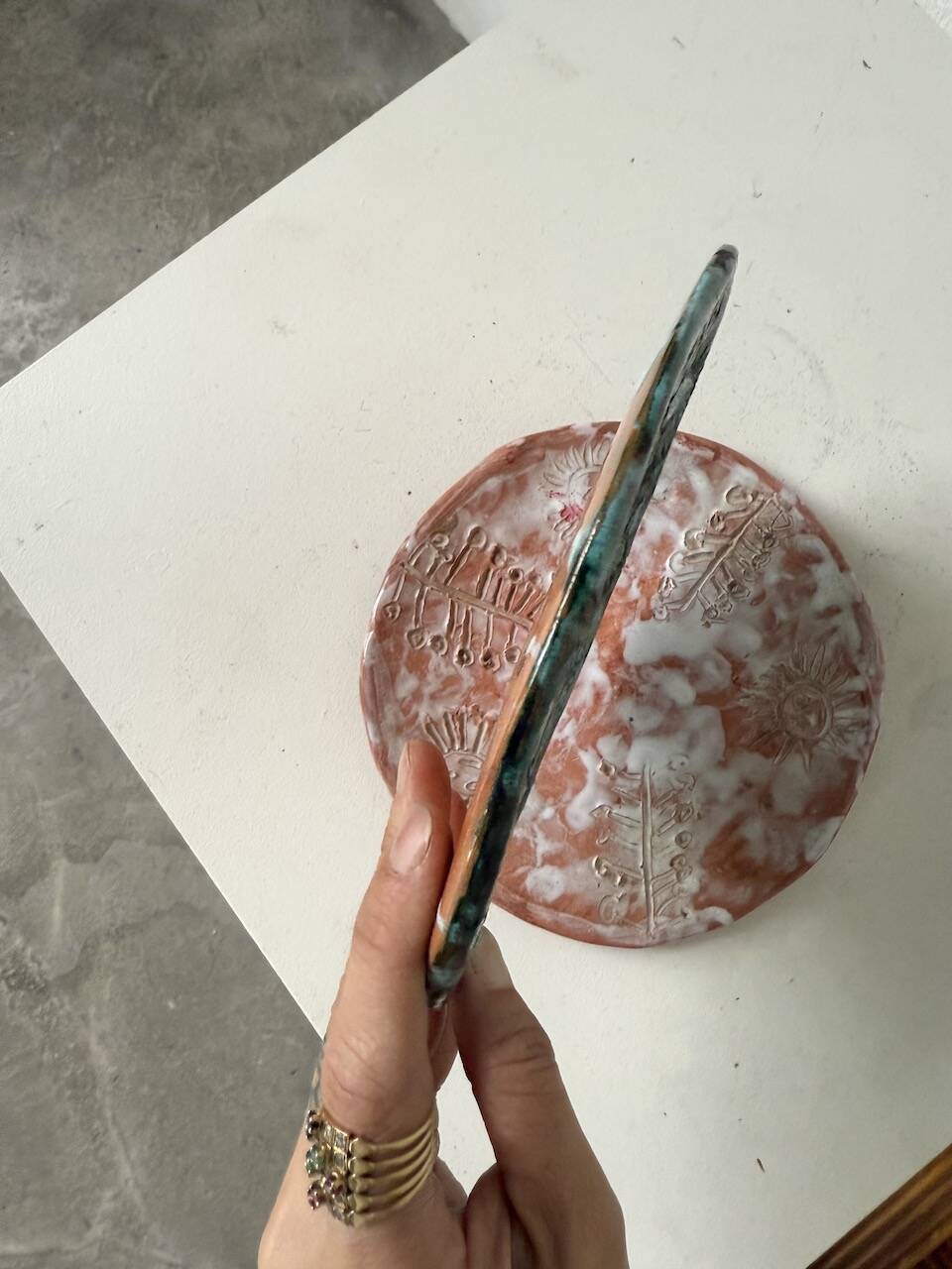 Pair of Vallauris ceramic dinner plates