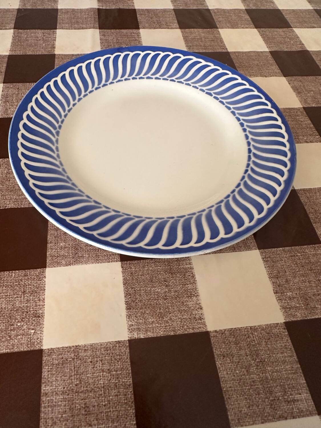 5 Jacquot Digoin Sarreguemines Vintage Ceramic Plate – Blue & Whi