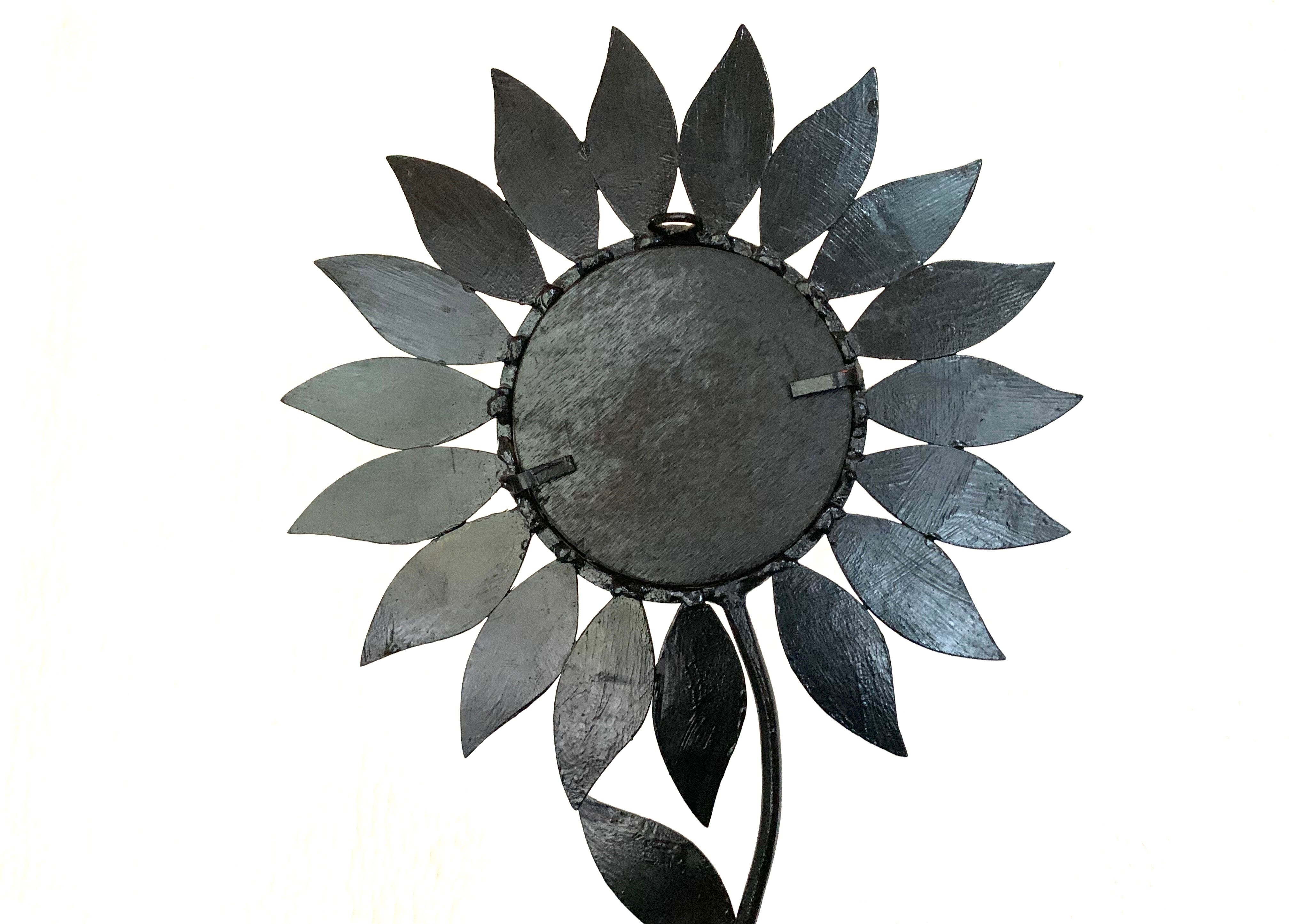 Black metal flower mirror 60s 30x51cm