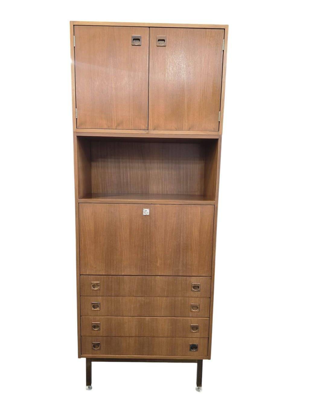 Bibliothèque/vitrine vintage en bois MDK