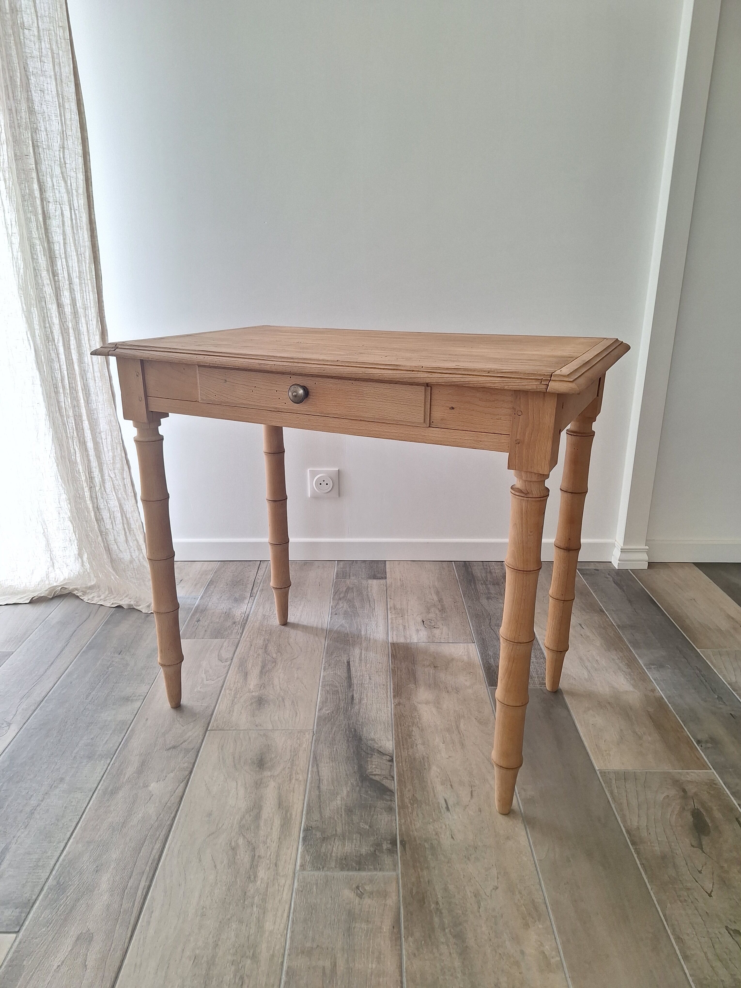 Old beech wood bureau/console/side table with bamboo legs.