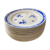 Set of 12 plates with opaque porcelain dessert Badonviller