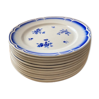 Set of 12 plates with opaque porcelain dessert Badonviller