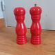 Pepper mill and turned wooden salt shaker